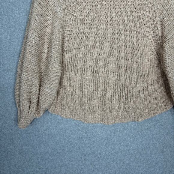 Free People Sweater Women Small Beige Tan Edessa Off The Shoulder Slouchy Chunky - Picture 4 of 11